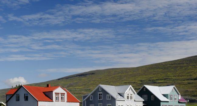 Colorful Buildings - Akureyri, Iceland; 