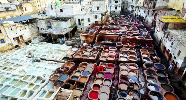 Tanneries of Fes, Morocco, Africa; 