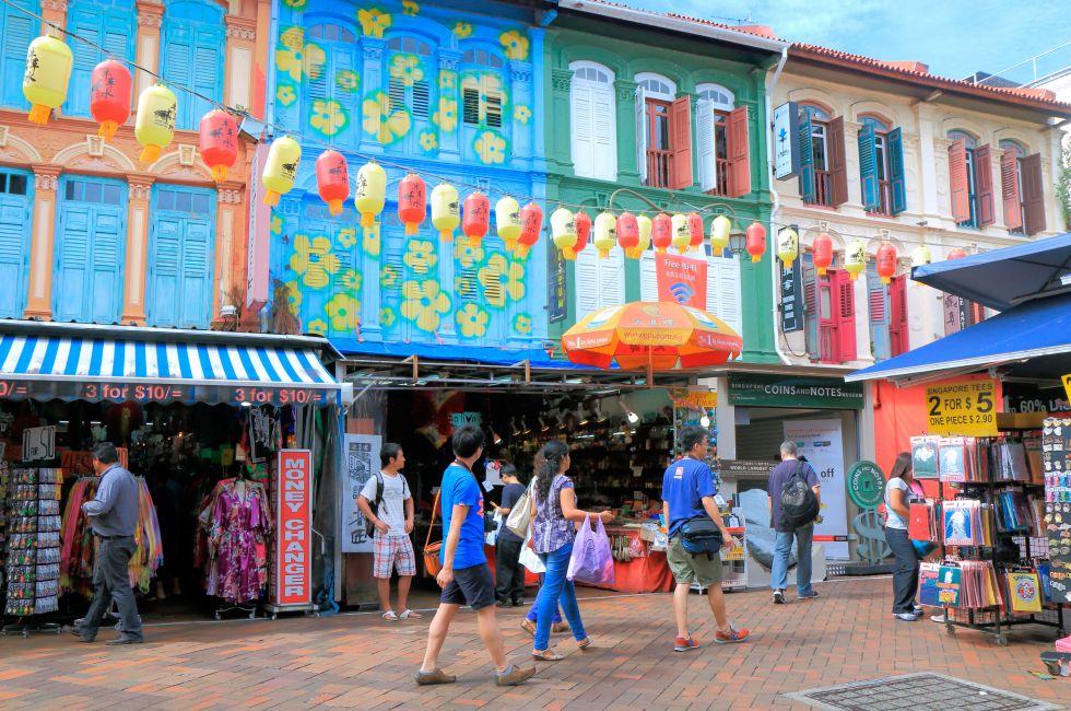 Colourful old houses in Chinatown Singapore.