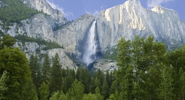 Yosemite Falls In summer On A Clear Day, California;