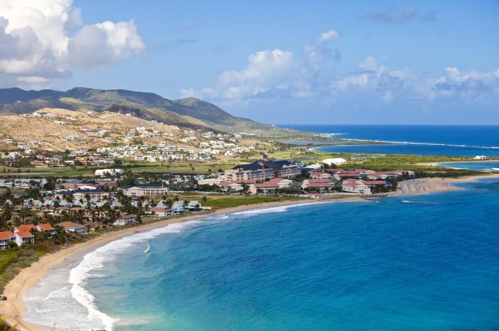overhead view of resort city in st kitts; 
