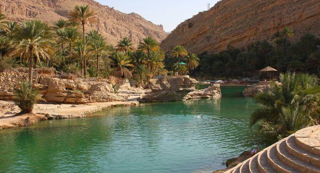Wadi bani khalid oasis in Oman.