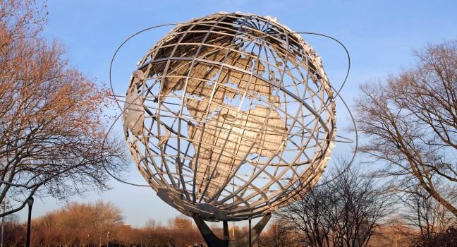 Unisphere Globe, Flushing Meadows Corona Park, Queens, New York City, New York, USA 