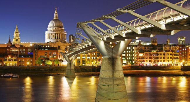 St. Paul's Cathedral and Millennium Bridge in London