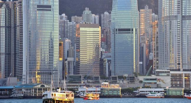 View of modern skyscrapers in downtown Hong Kong, China on July 4,2013. Hong Kong is an international financial center that has 112 buildings that stand taller than 180 meters.