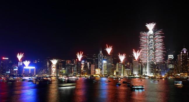 HONG KONG - JANUARY 1 : 2011 Countdown Fireworks Show January 1, 2011 in Hong Kong