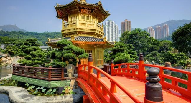 Golden Pavilion of Chi Lin Nunnery in Hong Kong, S.A.R.