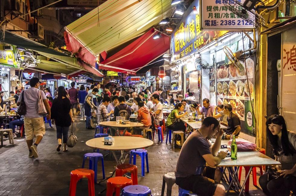 HONG KONG - OCTOBER 14:Temple Street :It is known for its night market and one of the busiest flea markets at night in the territory. October 14 ,2013 in Hong Kong.