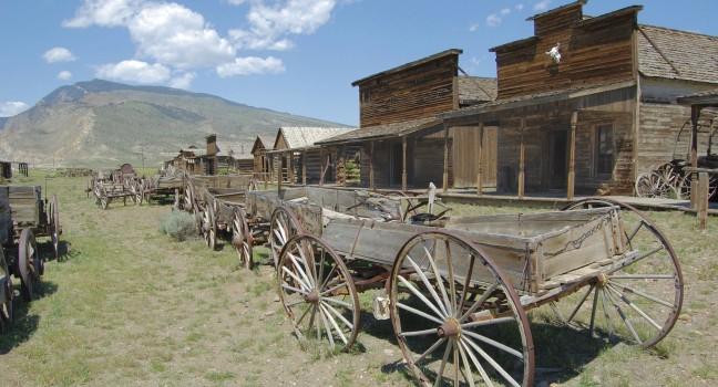 Old Wooden Wagons in a Ghost Town.