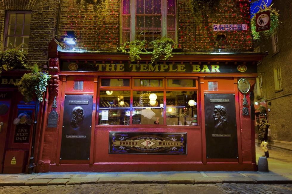 DUBLIN, IRELAND - APR 1: Night street scene in the Dublin, Ireland Temple Bar historic district on April 1 2013. This landmark medieval area is known as Dublins cultural quarter with lively nightlife.; Shutterstock ID 144572087; Project/Title: Photo Databa