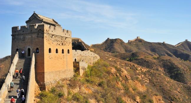 embrasured watchtower of Jin Shan Ling Great Wall, Chengde, Hebei province, China.
