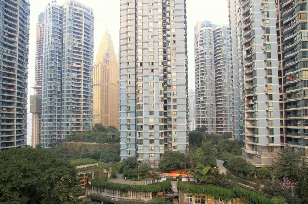CHONGQING - MARCH 15: A residential area on March 15, 2012 in Chongqing. The municipality of Chongqing has a population of 28,846,200, although the urbanized area is estimated to be of 6 or 7 million.; 
