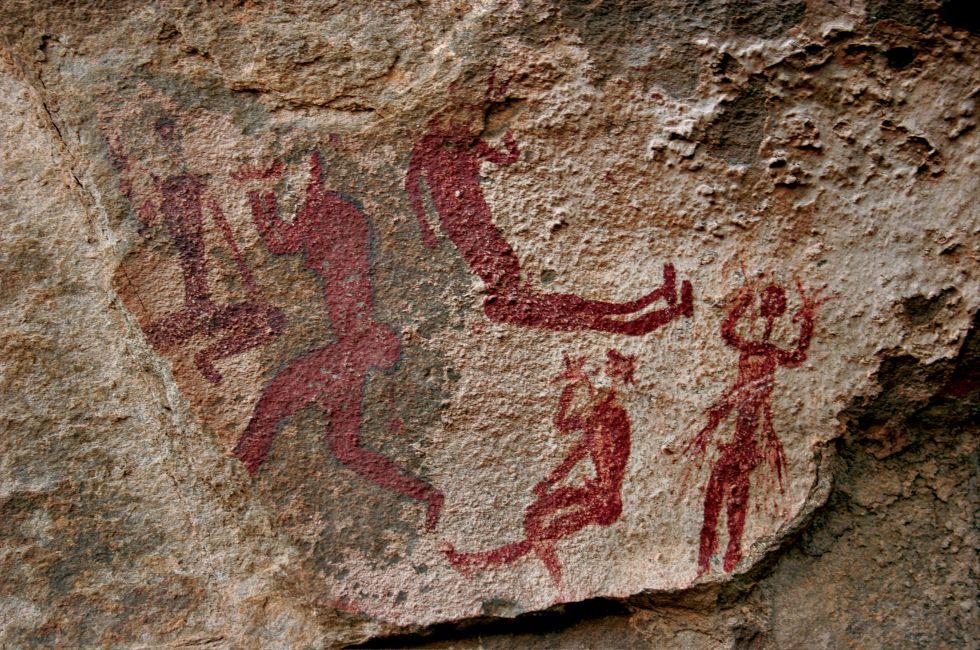 Cave paintings by the San or Bushmen people in South Africa.