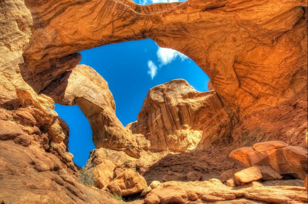 Double Arch near Moab in Arches National Park, Utah, USA.