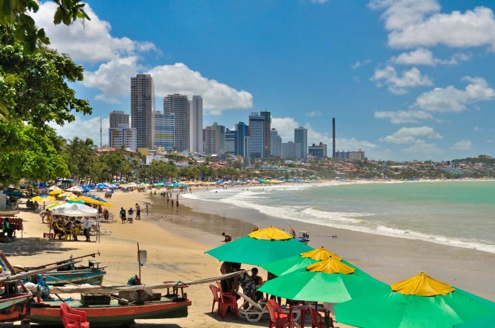 Ponta Negra beach with buildings in Natal city - Brazil; 