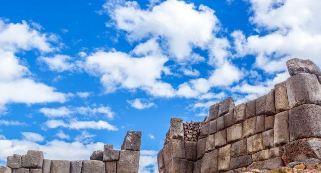 Incan ruins of a fortress known as Sacsayhuaman on the outskirts of Cusco, Peru