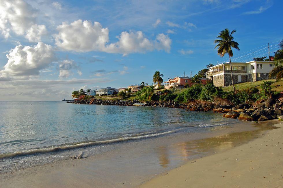 Grand Anse tropical beach in the late afternoon on Grenada Island;  