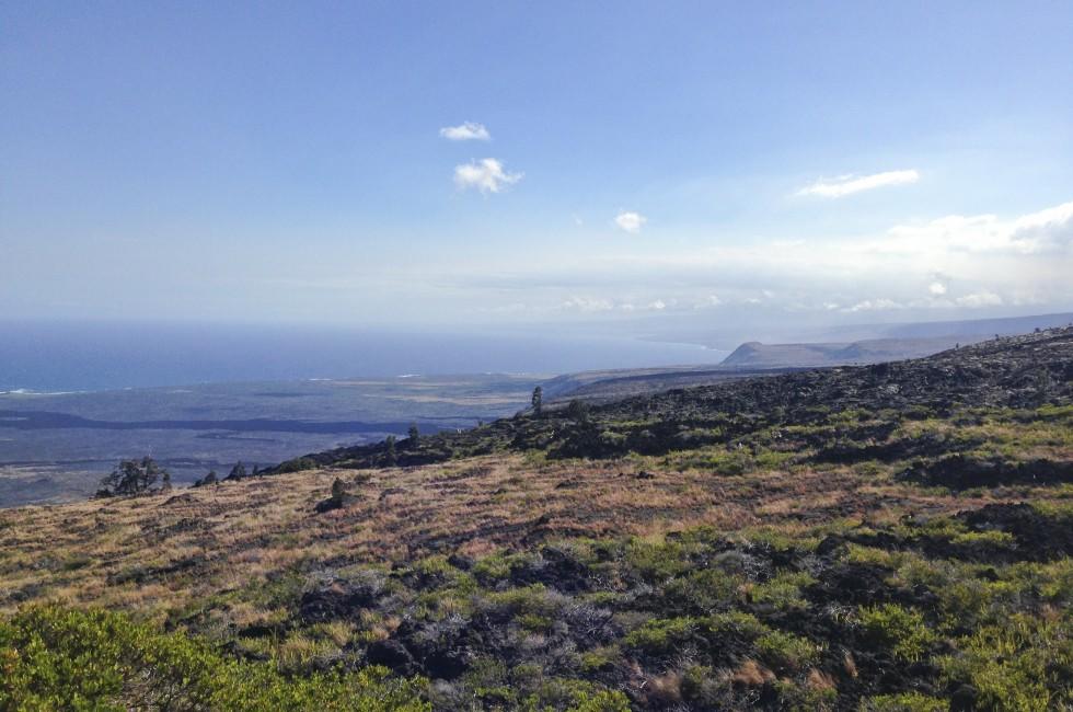 The view of the Ka'u coastline from HVNP. Looking southwest towards Na'alehu.