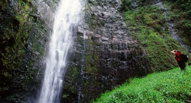 The 'Ohe'o Gulch Falls, or Seven Sacred Pools, is the small set of pools and cascades found on 'Ohe'o Gulch Stream at Haleakala National Park, at Kipahulu