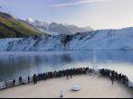 Cruise ship stops at Alaska Glacier Bay National Park; 