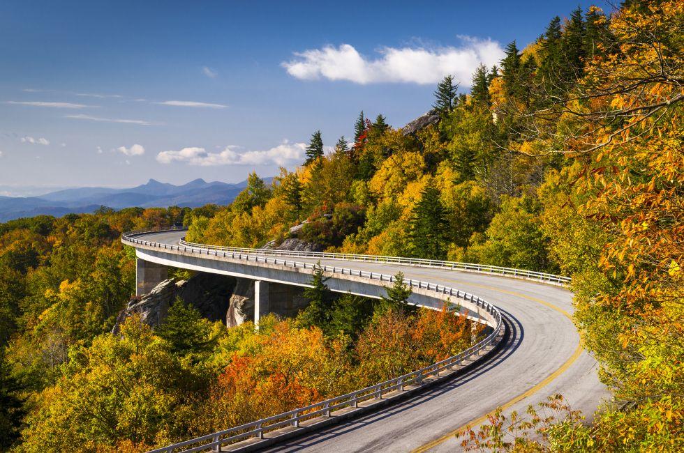 Blue Ridge Parkway Linn Cove Viaduct North Carolina Appalachian Landscape scenic travel photography in autumn
