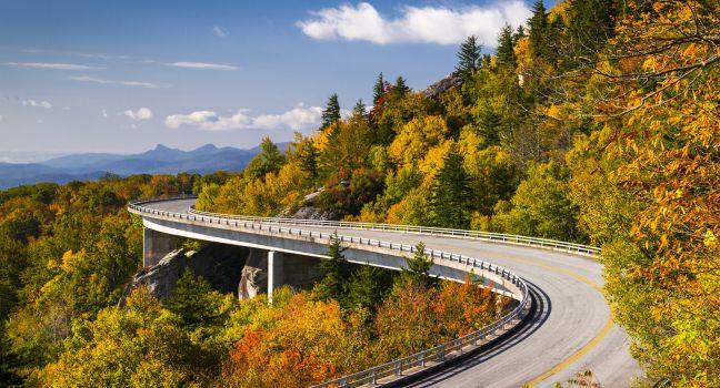Blue Ridge Parkway Linn Cove Viaduct North Carolina Appalachian Landscape scenic travel photography in autumn