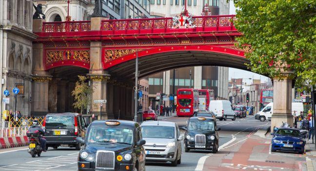 LONDON, UK - SEPTEMBER 19, 2015: Holborn Viaduct, 1863-1869. Building cost was over &#xa3;2 million (over &#xa3;165 million in 2014).