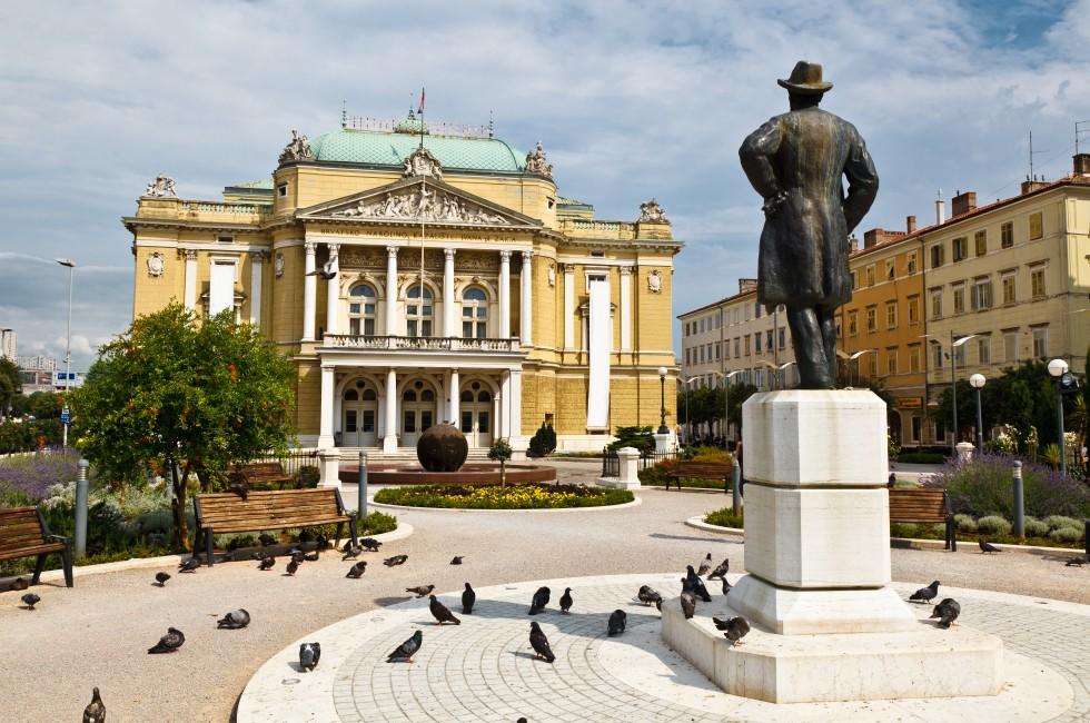 Kasalisni Park and Theater Building in Rijeka, Croatia; 