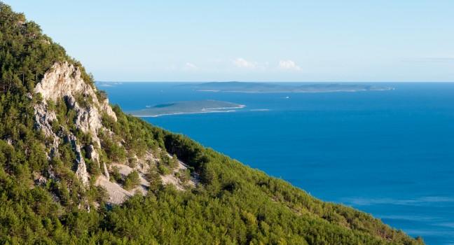 Panoramic view of Mountains and sea from Lubenice in Cres - Croatia