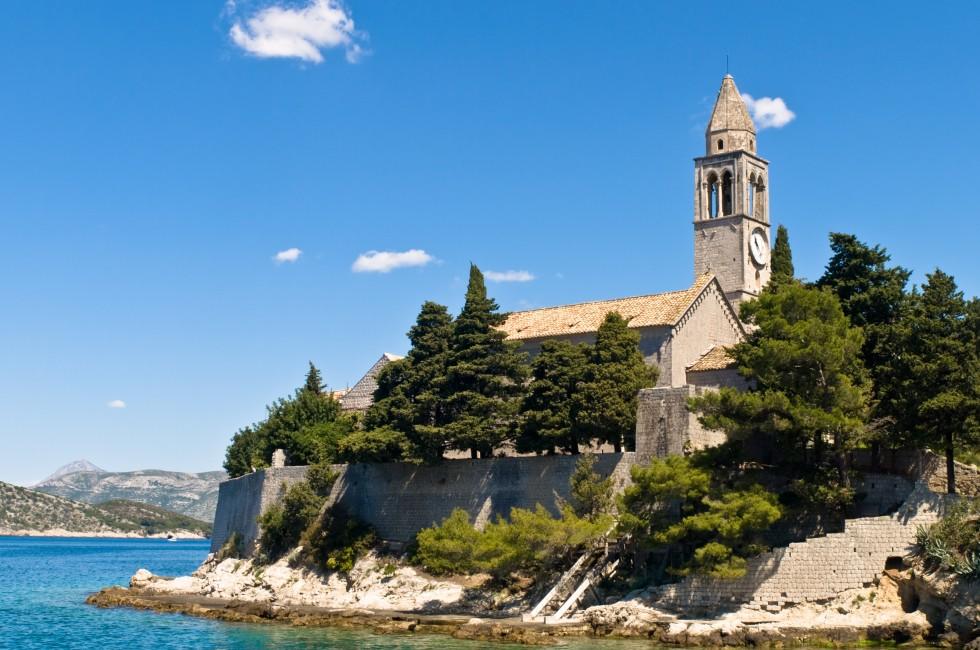 Catholic monastery on island Lopud, near Dubrovnik, Croatia.