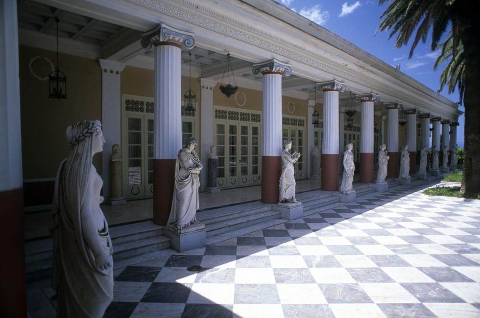 Column of Muses in Achillion palace, Corfu, Greece