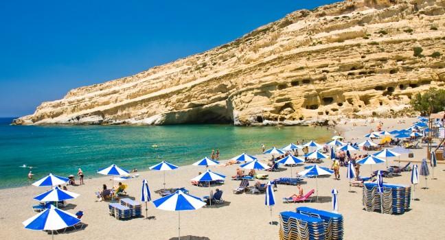 Famous Beach Matala, Greece Crete 