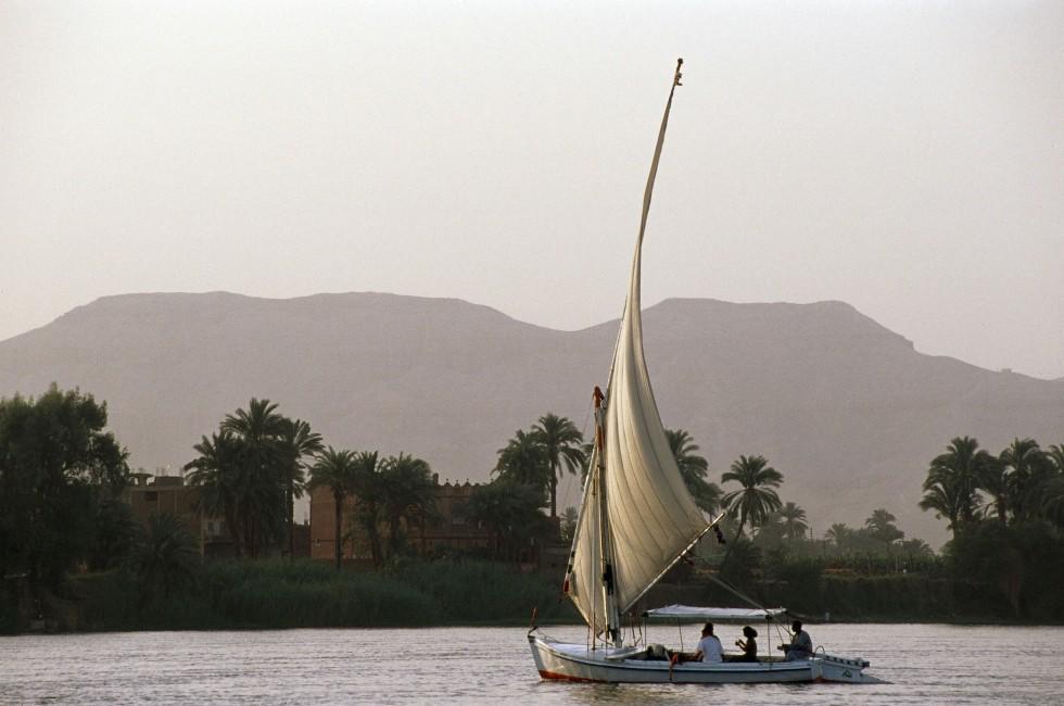 Fellucca Sailing on Nile River, Aswan to Luxor, Egypt