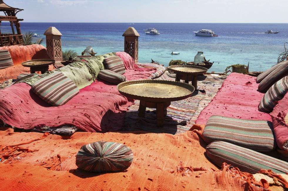 lounge and relax area on red sea in sharm el sheikh; 