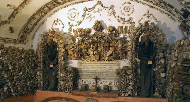 The Capuchin Crypt is a small space comprising several tiny chapels located beneath the church of Santa Maria della Concezione dei Cappuccini on the Via Veneto near Piazza Barberini in Rome, Italy. It contains the skeletal remains of 4,000 bodies believed 