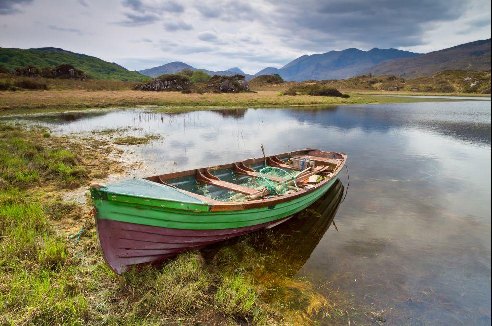 Boat at the Killarney lake in Co. Kerry, Ireland; 