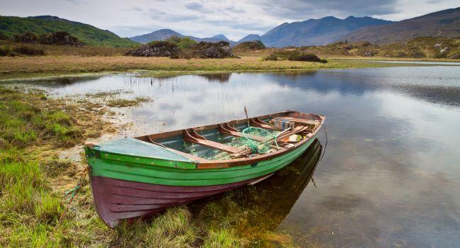 Boat at the Killarney lake in Co. Kerry, Ireland; 