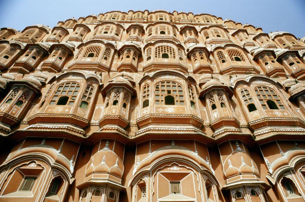 Hawa Mahal &quot;Palace of Winds&quot; or &#x201c;Palace of the Breeze&#x201d;, is a palace in Jaipur, India. Its unique five-storey exterior is also akin to the honeycomb of the beehive with its 953 small windows called jharokhas that are decorated with i