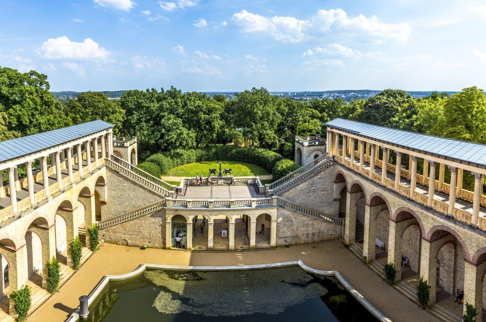 POTSDAM, GERMANY - AUG 8, 2015: view of the Belvedere, a palace in the New Garden on the Pfingstberg hill in Potsdam, Germany. Frederick William IV constructed the castle in 1847.