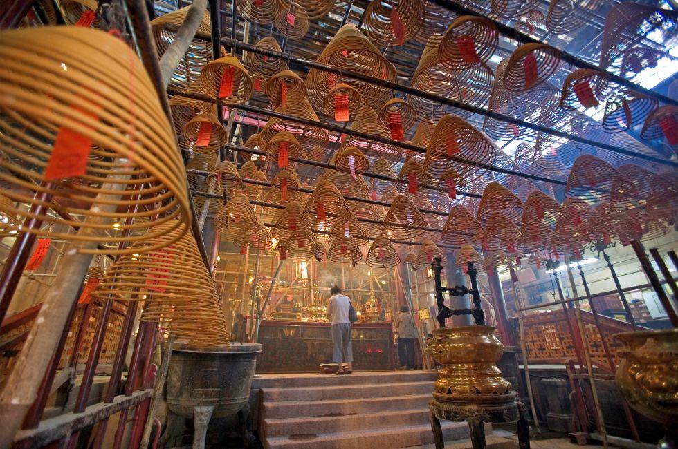 Interior of the Man-Mo Chinese Temple in Hong Kong