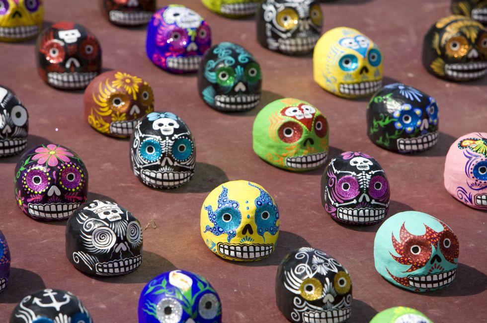 Venice Beach, CA March 8, 2008:  Painted papier mache skulls celebrating &quot;Dia de los Muertes&quot; (Day of the Dead) on sale at Venice Beach.; Shutterstock ID 11538886; Project/Title: Fodors; Downloader: Melanie Marin