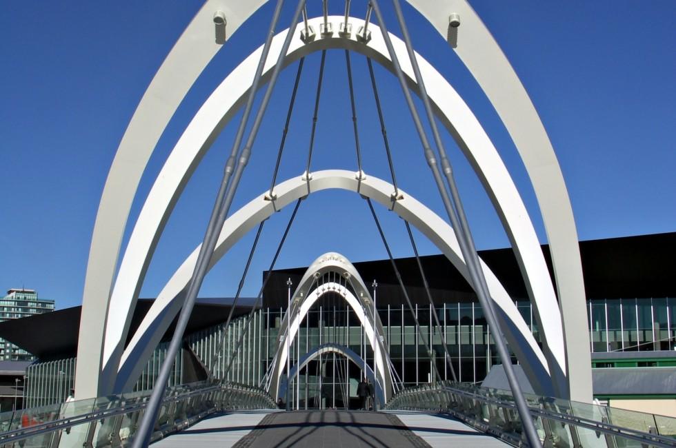 Modern Footbridge over the Yarra River at Melbourne's Convention and Exhibition Centre