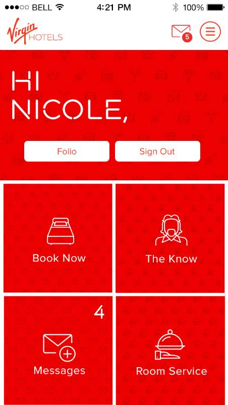 Virgin Hotels mobile app