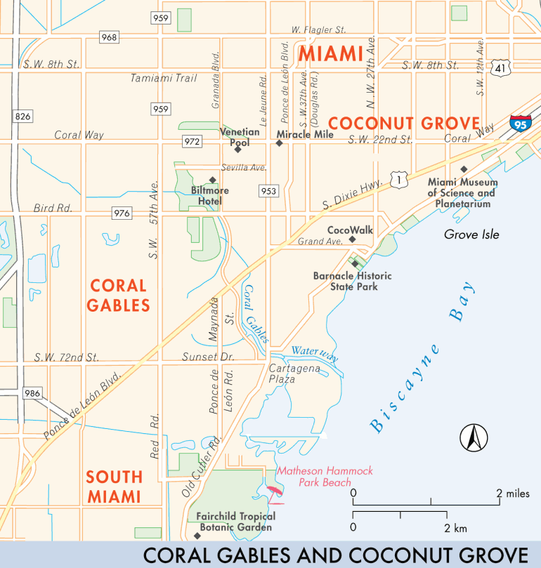 Detailed map of Coconut Grove