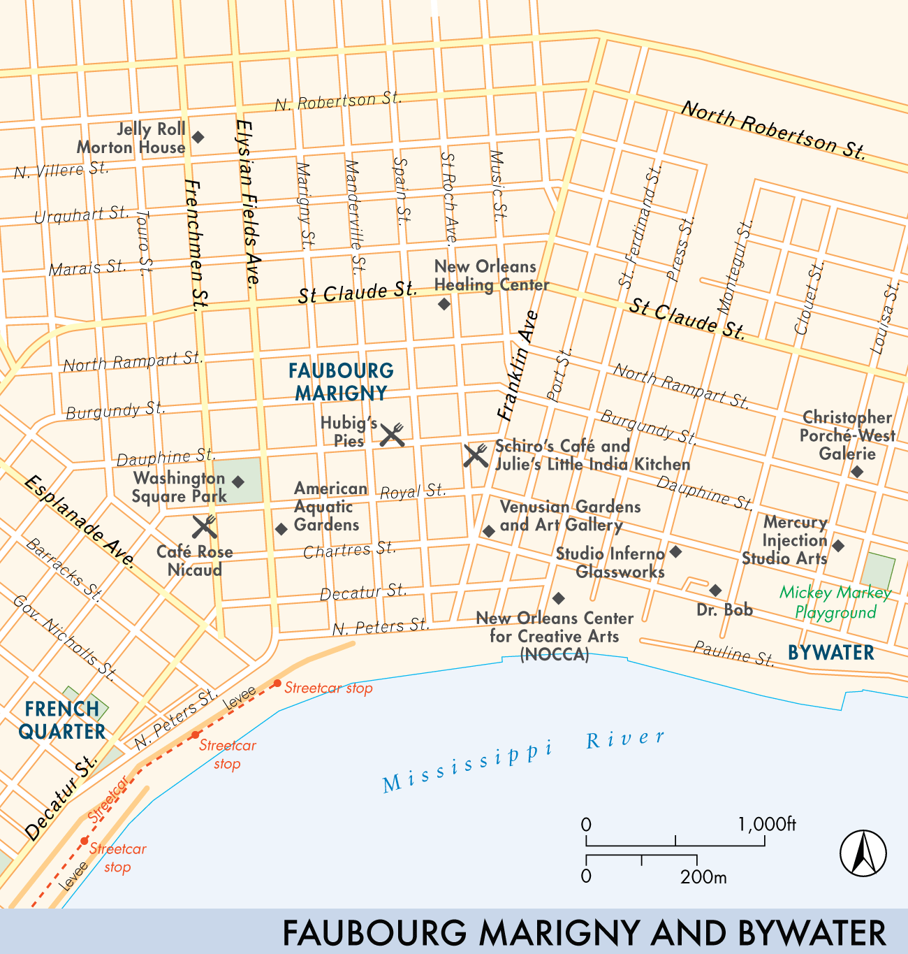 Map of Faubourg Marigny, Bywater, and Treme Faubourg Marigny, Bywater