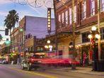 Historic Ybor City with bars and restaurants in Tampa, Florida, USA
