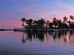 Islamorada Florida. Florida Keys Sunset with Ocean Front and Palm Trees.