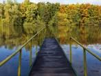Pier on a lake in autumn.
