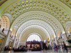 Interior view of historical Union Station in Washington DC USA.