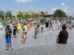 Photo of people cooling off during july 4, 2012 at the georgetown waterfront in washington dc. Record temperatures have made this one of the hottest summers ever and a troubling sign of global warming.
